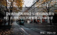 【秘密秘密再揭秘】51爆料网独家连线：名流如何在不断翻新的内幕中求索