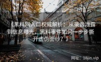 《黑料网入口权威解析：从录音泄露到信息曝光，黑料事件如何一步步撕开虚伪面纱？》
