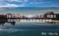 【秘密回响】51爆料网连线：揭露名流如何在细微之处传递不言秘密