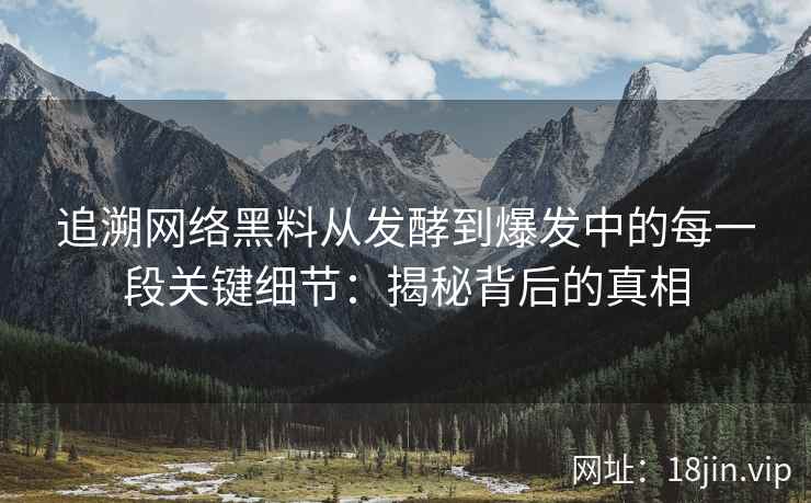 追溯网络黑料从发酵到爆发中的每一段关键细节：揭秘背后的真相