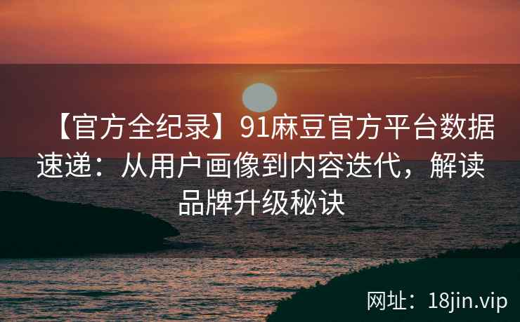 【官方全纪录】91麻豆官方平台数据速递：从用户画像到内容迭代，解读品牌升级秘诀